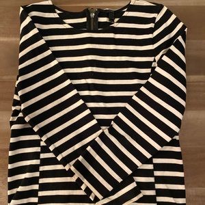Black and white stripe zippered-back shirt